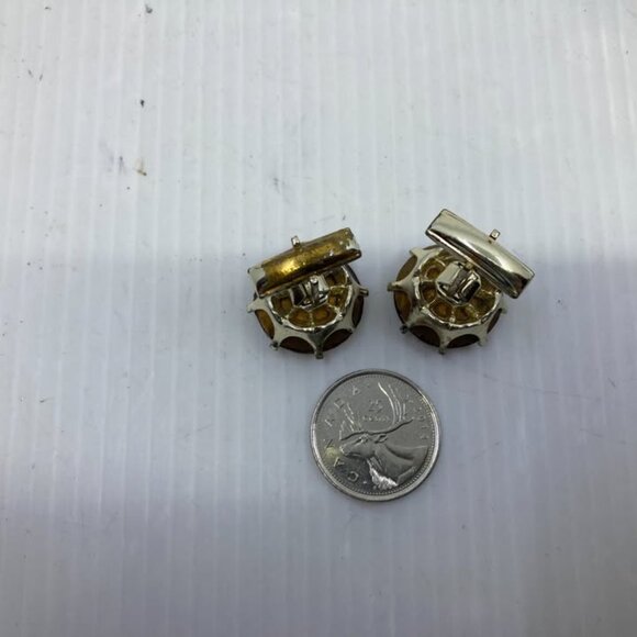 Vtg 1960 red crystal mens cufflinks - Picture 2 of 3